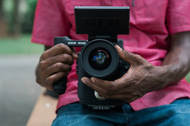 Close-up of a professional camera, representing Mediawork Digital's gear.