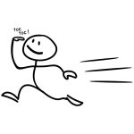 Simplistic line drawing of a stick figure running, due to the positive impact of database marketing
